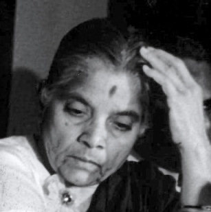 Black and white photograph of Durgabai Deshmukh in later years.