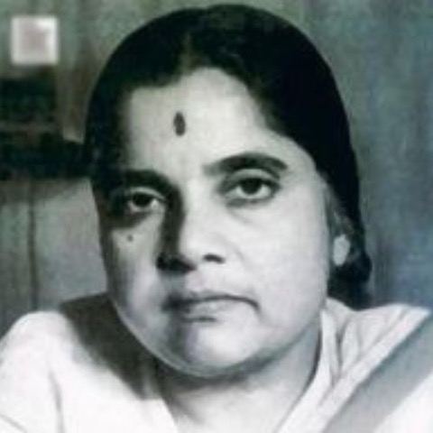 Black and white photographic portrait of Durgabai Deshmukh.
