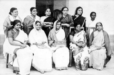 Group photograph of eleven women members of the Constituent Assembly.